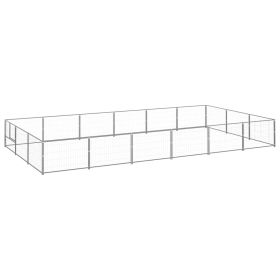 Dog Kennel Silver 193.8 ft² Steel (Color: Silver)